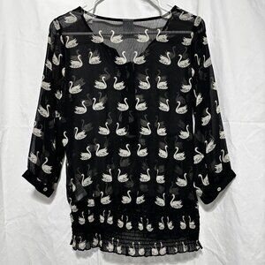 Sheer Black Swan Blouse VERO MODA Women’s Size Small